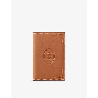 Cartier Womens Must De  Leather Card Holder In Caramel