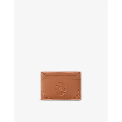 Cartier Womens Must De  Leather Double Card Holder In Caramel