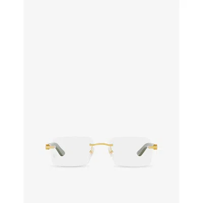 Cartier Womens Gold Ct0450o Square-frame Metal Optical Glasses