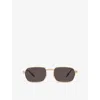 Cartier Womens Gold Ct0468s Rectangular-frame Metal Sunglasses