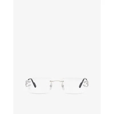 Cartier Womens Silver Ct0488o Rimless Metal Glasses