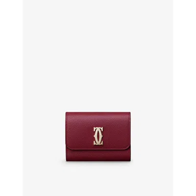 Cartier Womens C De  Mini Leather Wallet In Cherry