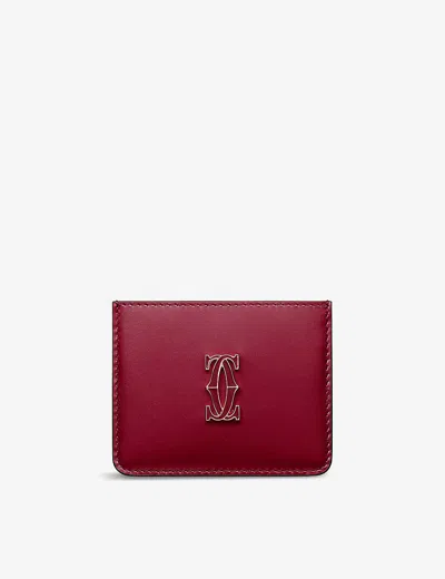 Cartier Cherry Red Double C De Leather Card Holder