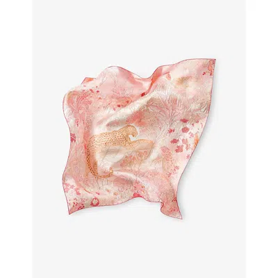 Cartier Womens Cherry Red/pink Panthère Greenhouse Silk-twill Scarf