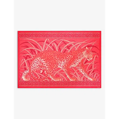 Cartier Womens Coral Panthere De Silk-blend Scarf