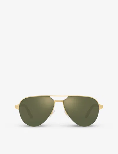 Cartier Womens Ct0386s Pilot-frame Metal Sunglasses