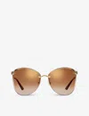 Cartier Womens Ct0398s-002 Panthère De  Round-frame Metal Sunglasses