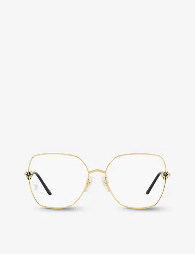 Cartier Womens Ct0417o Rectangle-frame Metal Sunglasses