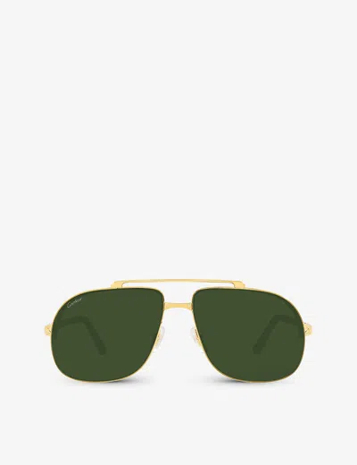 Cartier Womens Gold 6l001601 Ct0353s Pilot-frame Metal Sunglasses