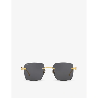 Cartier Womens Gold 6l001668 Ct0403s Rectangle-frame Titanium Sunglasses