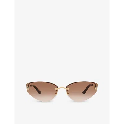 Cartier Womens Gold 6l001691 Ct0431s Cat Eye-frame Metal Sunglasses