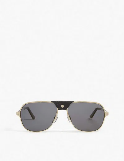 Cartier Womens Gold Ct0165s Aviator Sunglasses