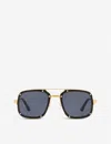 Cartier Ct0194s Santos De  Metal Acetate Rectangle-frame Sunglasses In Gold