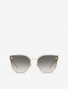 Cartier Womens Gold Ct0198s Panthère De  Metal Acetate Cat Eye-frame Sunglasses In Gold