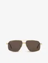 Cartier Womens Gold Ct0270s Première De  Pilot-frame Metal And Acetate Sunglasses In Gold