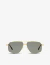 Cartier Womens Gold Ct0270s Première De  Pilot-frame Metal Sunglasses In Gold