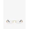 Cartier Womens  Ct0344o Rectangle-frame Metal Optical Glasses