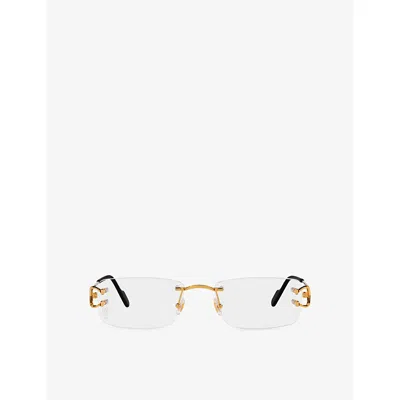 Cartier Womens  Ct0344o Rectangle-frame Metal Optical Glasses