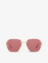 Cartier Womens Gold Ct0394s Square-frame Metal Sunglasses In Gold