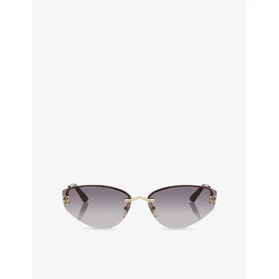 Cartier Womens Gold Ct0431s Cat-eye Frame Metal Sunglasses In Black