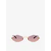Cartier Womens Ct0433s Cat Eye-frame Metal Sunglasses Gold In Gold