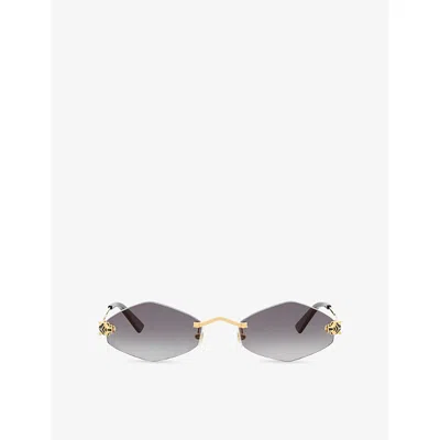 Cartier Womens Gold Ct0433s Cat Eye-frame Metal Sunglasses