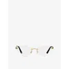 Cartier Womens  Ct0448o Cat-eye-frame Metal Optical Glasses