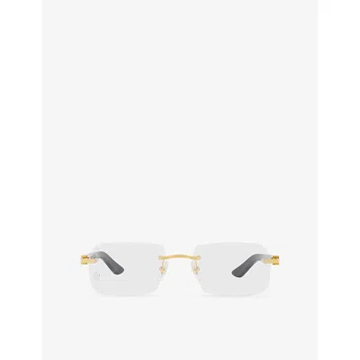Cartier Womens  Ct0453o Square-frame Metal Optical Glasses