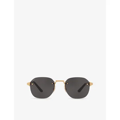 Cartier Womens Ct0459s Square-frame Metal Sunglasses Gold