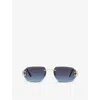 Cartier Womens Ct0468s Square-frame Metal Sunglasses Gold In Gold