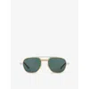 Cartier Womens Ct0477s Pilot-frame Metal Sunglasses Gold