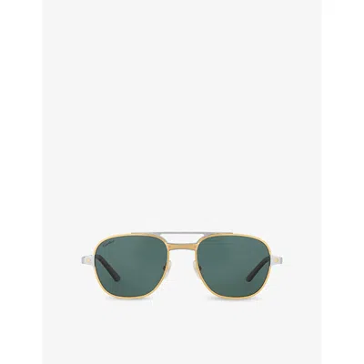 Cartier Womens Ct0477s Pilot-frame Metal Sunglasses Gold