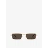Cartier Womens Gold Ct0501s Rectangle-frame Metal Sunglasses