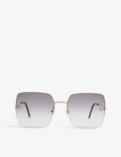 Cartier Womens Gold Panthère De  Square-frame Sunglasses