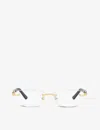 Cartier Womens Gold Shiny Ct0048o Rectangle-frame Metal Eyeglasses In Gold Shiny