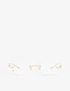 Cartier Womens Gold Shiny Ct0061o Rectangle-frame Metal Sunglasses In Gold Shiny