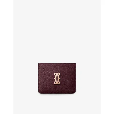 Cartier Womens Grape C De  Simple Leather Card Holder In Purple