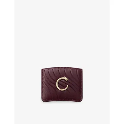 Cartier Womens Grape Panthère C De  Simple Leather Card Holder In Brown