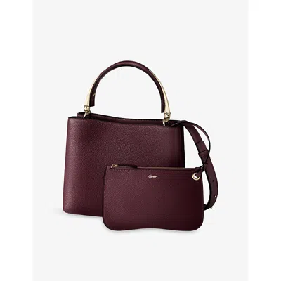 Cartier Womens Grape Panthère Double De  Small Leather Top-handle Bag In Purple