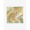 Cartier Womens Panther In The Jungle Silk Scarf Green And Yellow In Green And Yellow