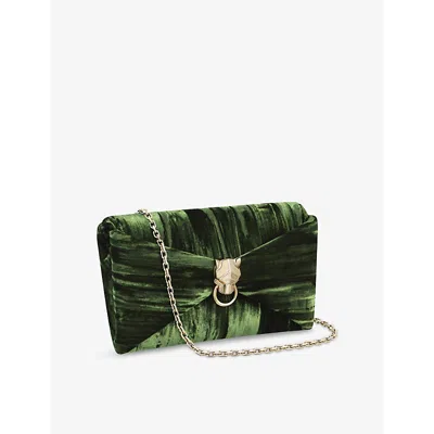 Cartier Womens Green Panthère De  Chain Pouch Pleated Velvet Shoulder Bag