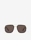 Cartier Womens Grey Ct0194s Santos De Metal Acetate Rectangle-frame Sunglasses In Grey