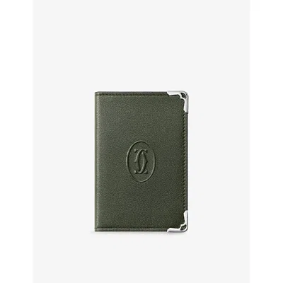 Cartier Womens Must De  4cc Leather Card Holder In Forest Green