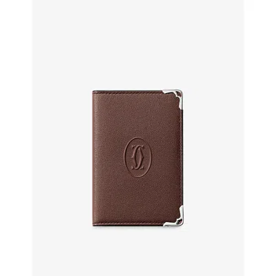 Cartier Womens Must De  4cc Leather Card Holder In Truffle/caramel