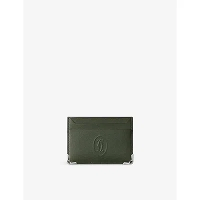 Cartier Womens Must De  Double Leather Card Holder In Green