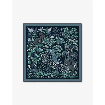 Cartier Womens  Blooming Panthère 90 Silk-twill Scarf In Blue