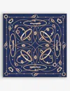 Cartier Womens Navy Precious Mundanity Graphic-print Silk-twill Scarf 90cm X 90cm In Navy