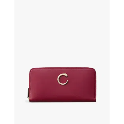Cartier Womens Cherry Red Panthère De  International Zipped Leather Wallet