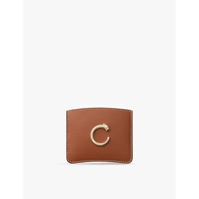 Cartier Womens Panthère De  Leather Card Holder In Caramel