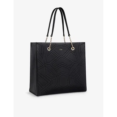Cartier Womens Black Panthère De  Leather Tote Bag